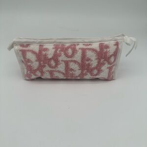 Christian Dior Trotter Terrycloth pink and white pouch